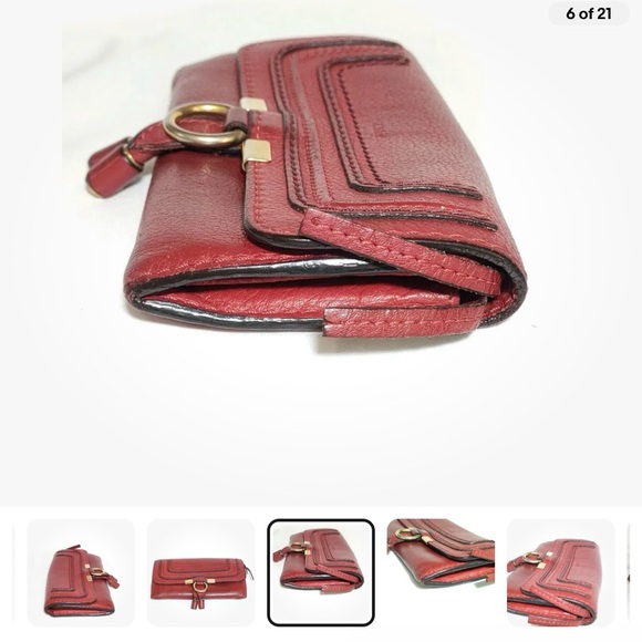 AUTHENTIC CHLOE Marcie Flap Leather Continental Wallet in Poppy(Rare Color) - Picture 5 of 9